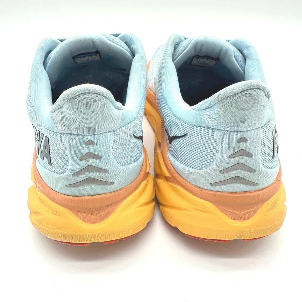 Hoka One One Clifton 8 Summer Song/Ice Flow Women Running Shoes Blue Orange 8.5